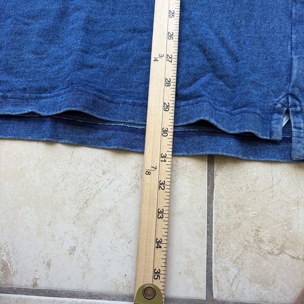 Gap Rugby Shirt Mens Large Tall Blue Indigo Denim Polo Distressed Faded Grunge - Picture 10 of 11